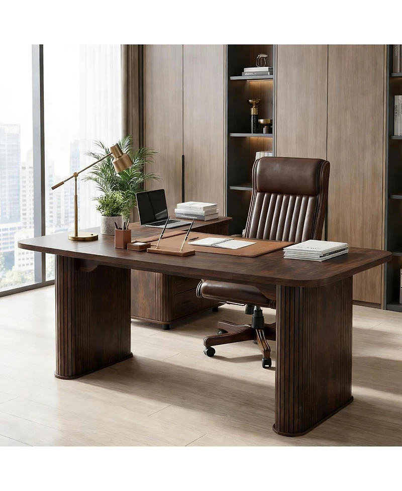 gaomon 62'' Dining Table for 6–8, Modern Long Kitchen Table with Large Rectangular Top and Heavy-Duty Pedestal Legs