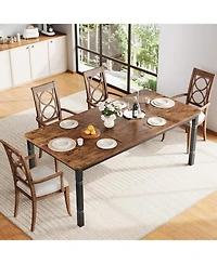 gaomon 79" Industrial Dining Table for 6–8, Rectangular Wood Kitchen Table with Heavy-Duty Metal Legs and Chamfer Design for Farmhouse Spaces