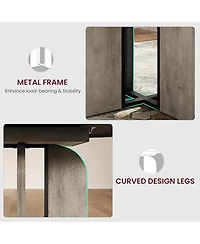 gaomon 47"-63" Extendable Dining Table for 4-8, Farmhouse Expandable Round Kitchen Table Transforms Into Oval, w/Arched Legs, Sturdy Metal Frame