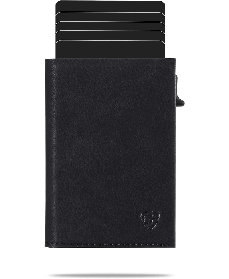 Conceal Plus Men's Card Blocr Slim Rfid Blocking Credit Wallet Black Pu Leather