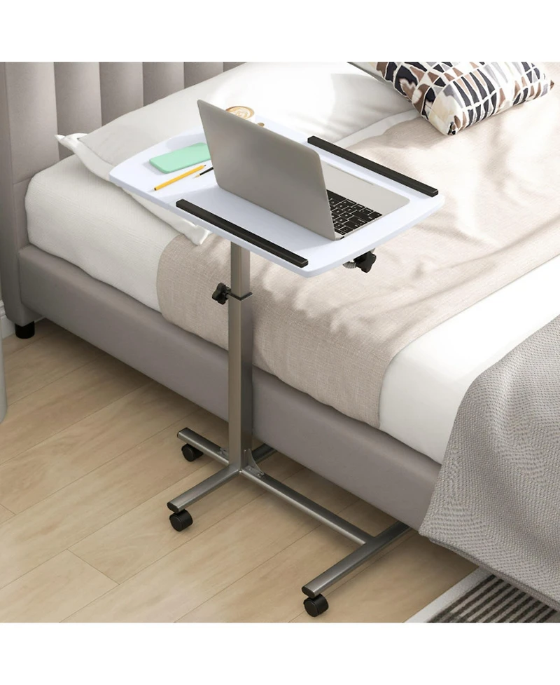 Gouun Adjustable Height Rolling Laptop Table with Lockable Wheels