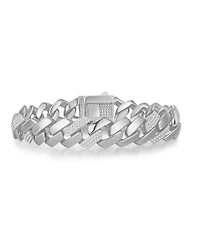 Rachel Glauber Clear Cubic Zirconia Miami Cuban Curb Link Bracelet