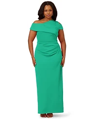 Adrianna Papell Plus Asymmetrical Draped Gown
