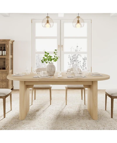 gaomon Oval Dining Table for 6–8, Large Kitchen Table with Thick Sturdy Wooden Base, Farmhouse Dining Room Table for Kitchen & Living Room