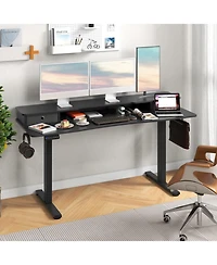 Gouun in Electric Standing Desk with 2 Fabric Drawers and Monitor Stand