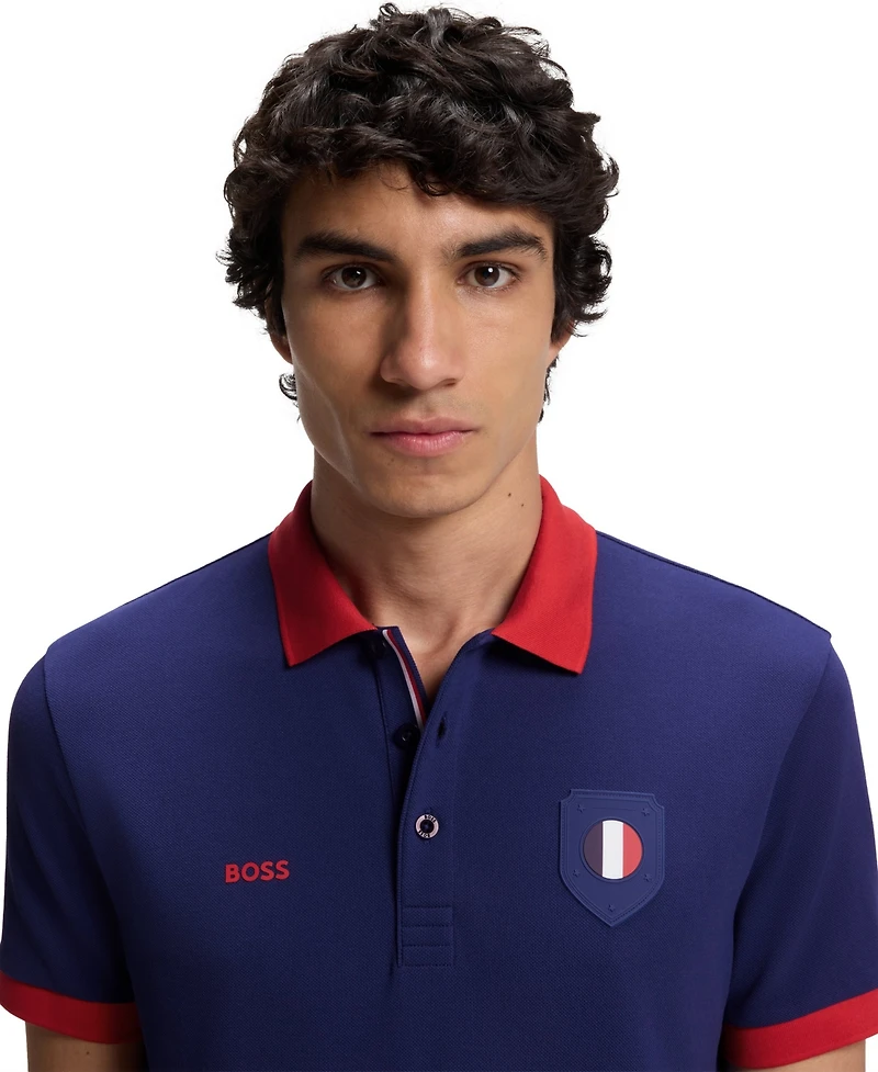 Boss by Hugo Men's Paddy France Country Flag Trim Polo Shirt