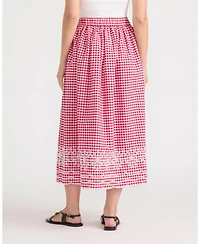 Ellen Tracy Women's Pull-On Maxi Skirt with Eyelet Hem
