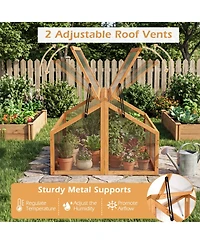 Sugift Wood Cold Frame Greenhouse with Openable Transparent Roof