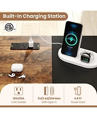 Gouun 59 in Industrial Computer Desk with Built-in Charging Station and Storage Shelves