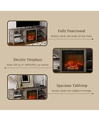 Homlux Fireplace Tv Stand for up to 75" Tv with Storage Shelves, Rustic Oak