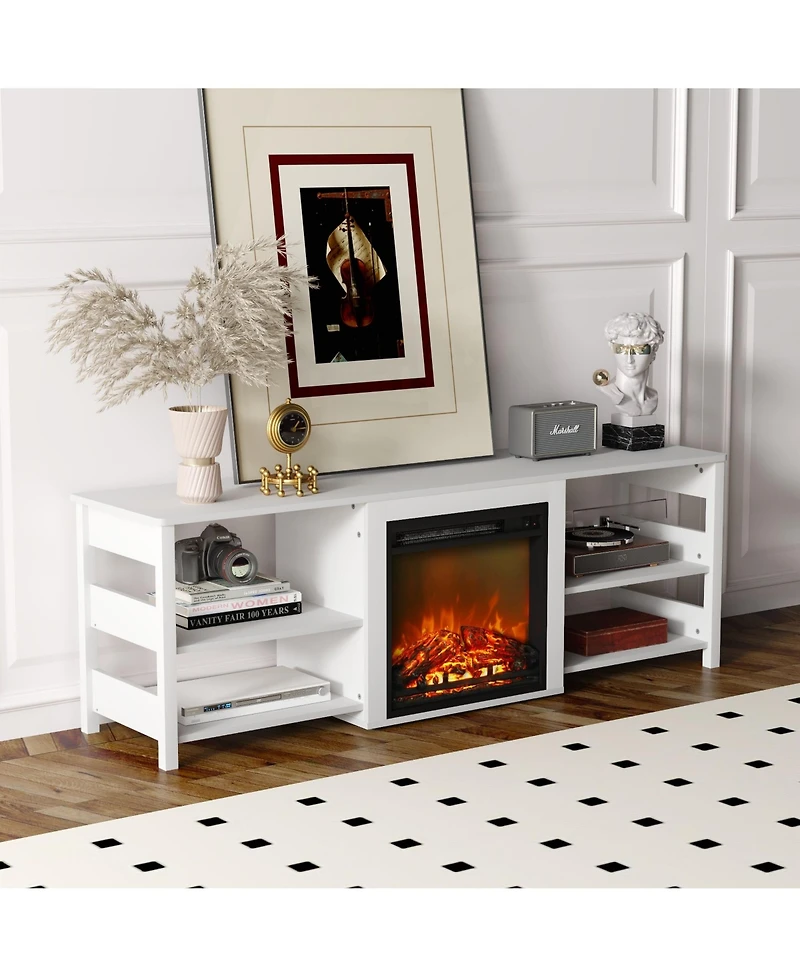 Homlux Fireplace Tv Stand for up to 75" Tv with Storage Shelves