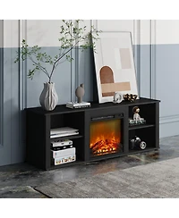 Homlux Modern Fireplace Tv Stand for TVs up to 65" with 1400W Electric Fireplace, Americano