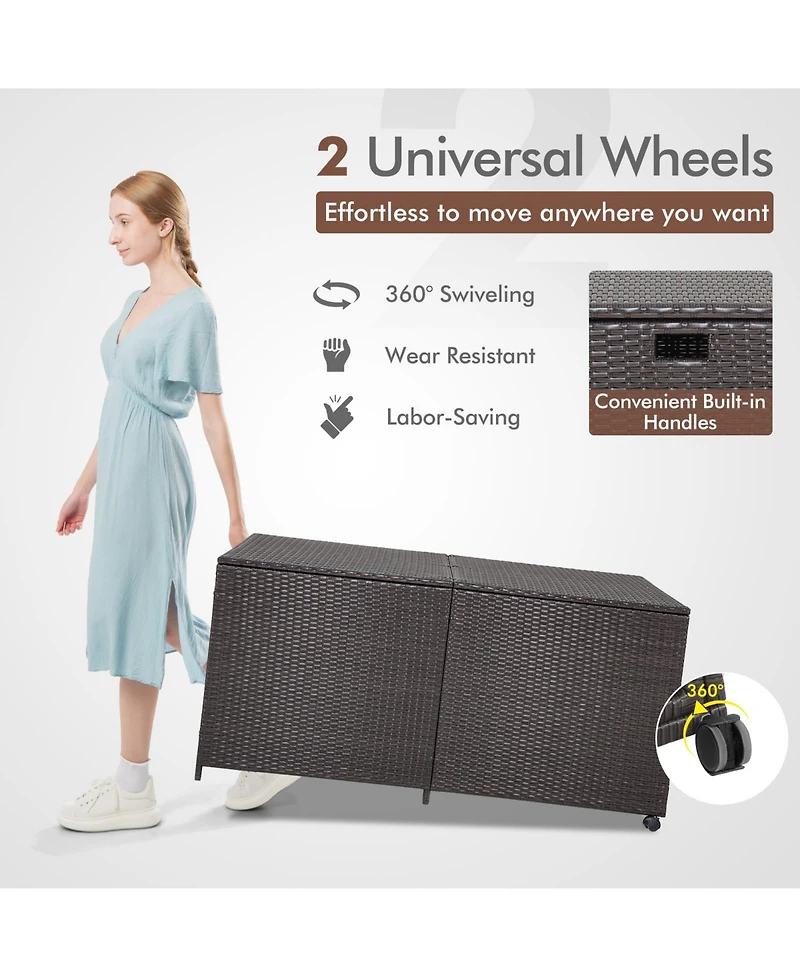 Sugift 175 Gallon Outdoor Storage Box with Wheels and Zippered Liner