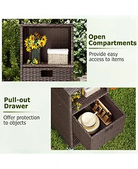 Sugift Outdoor Storage Cabinet with Drawer and Three Shelves