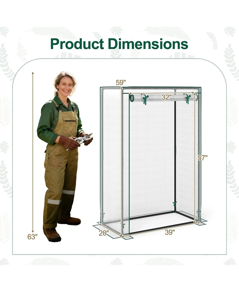 Sugift Portable Mini Greenhouse with Roll Up Zippered Door