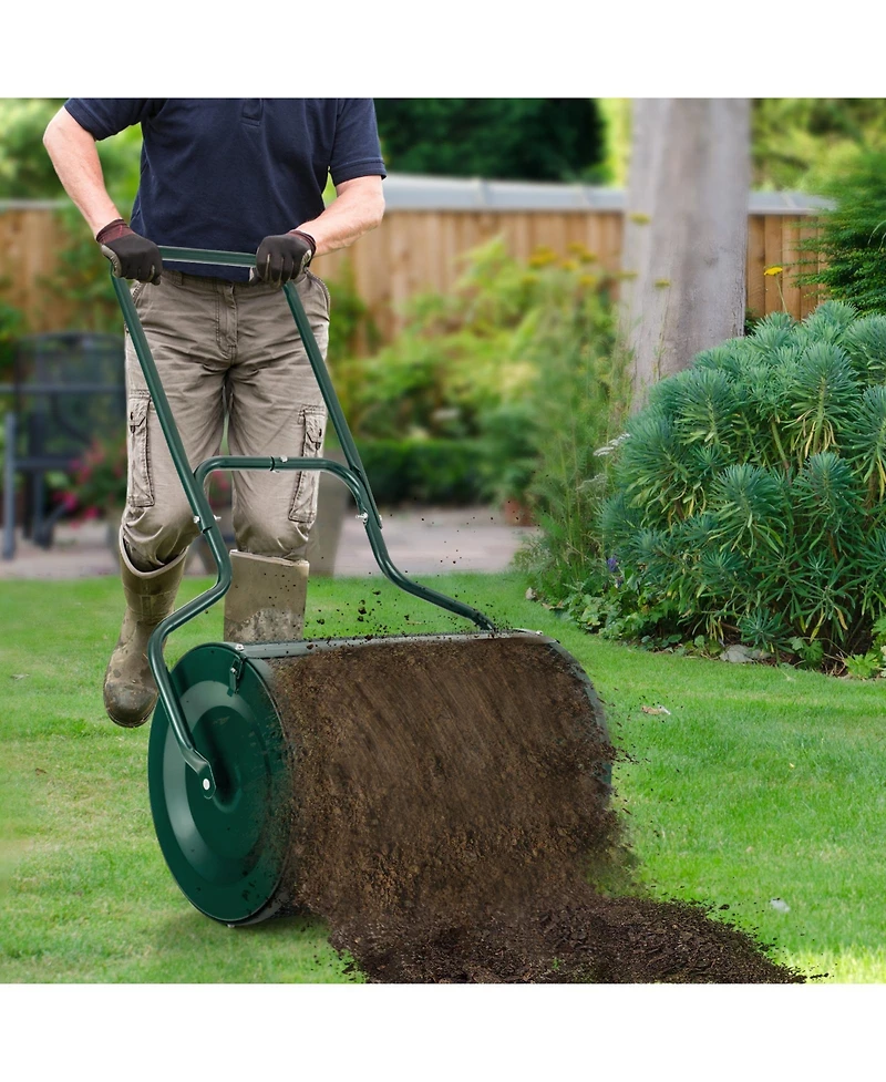 Sugift 24 in Peat Moss Spreader with Side Latches and Handle