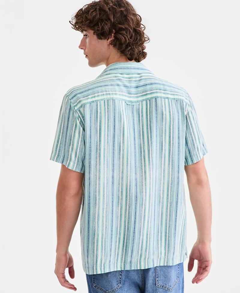 Sun + Stone Men's Beckham Striped Short-Sleeve Camp Shirt, Macy's Exclusive