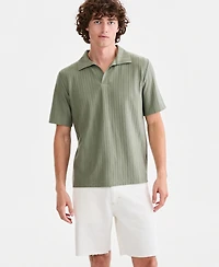 Sun + Stone Men's Textured Johnny-Collar Polo Shirt, Macy's Exclusive