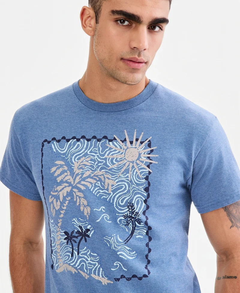 Sun + Stone Men's Cotton Palm Island Graphic T-Shirt, Macy's Exclusive