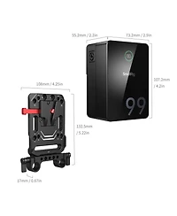 SmallRig VB99 Pro Mini Rechargeable V-Mount Battery with 15mm Dual Rod Clamp Battery Plate