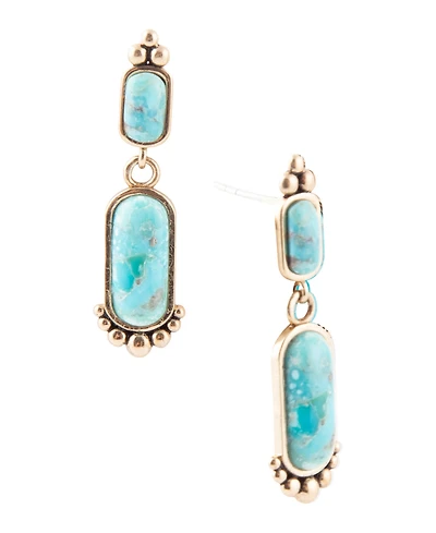 Barse Plateau Blue Turquoise and Golden Earrings
