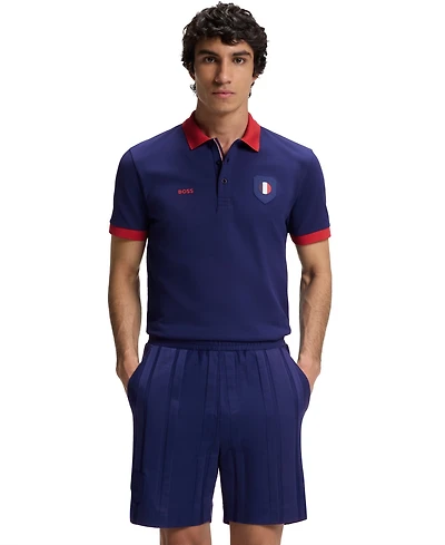 Boss by Hugo Men's Paddy France Country Flag Trim Polo Shirt