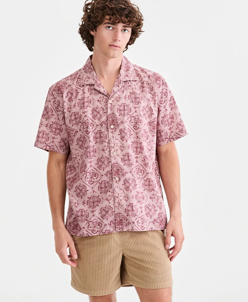 Sun + Stone Men's Butler Medallion-Print Camp Shirt, Macy's Exclusive