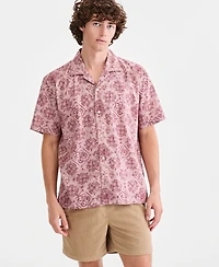 Sun + Stone Men's Butler Medallion-Print Camp Shirt, Macy's Exclusive