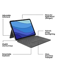 Logitech Combo Touch Keyboard Case for iPad Pro 11" (1st-4th Gen), Detachable Backlit Keyboard, Trackpad