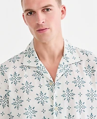 Sun & Stone Men's Linen Cotton Printed Camp Shirt, Macy's Exclusive