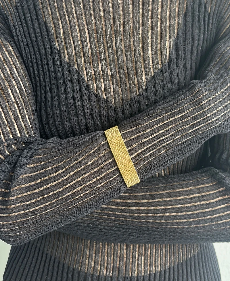 Adornia Tarnish Resistant Gold Fringe Cuff Bracelet