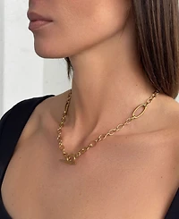 Adornia Tarnish Resistant Gold Mixed Link Toggle Necklace