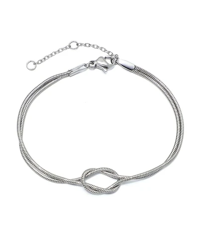 Adornia Tarnish Resistant Silver Plated Knotted Rope Chain Bracelet