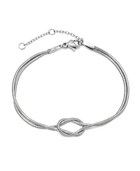 Adornia Tarnish Resistant Silver Plated Knotted Rope Chain Bracelet