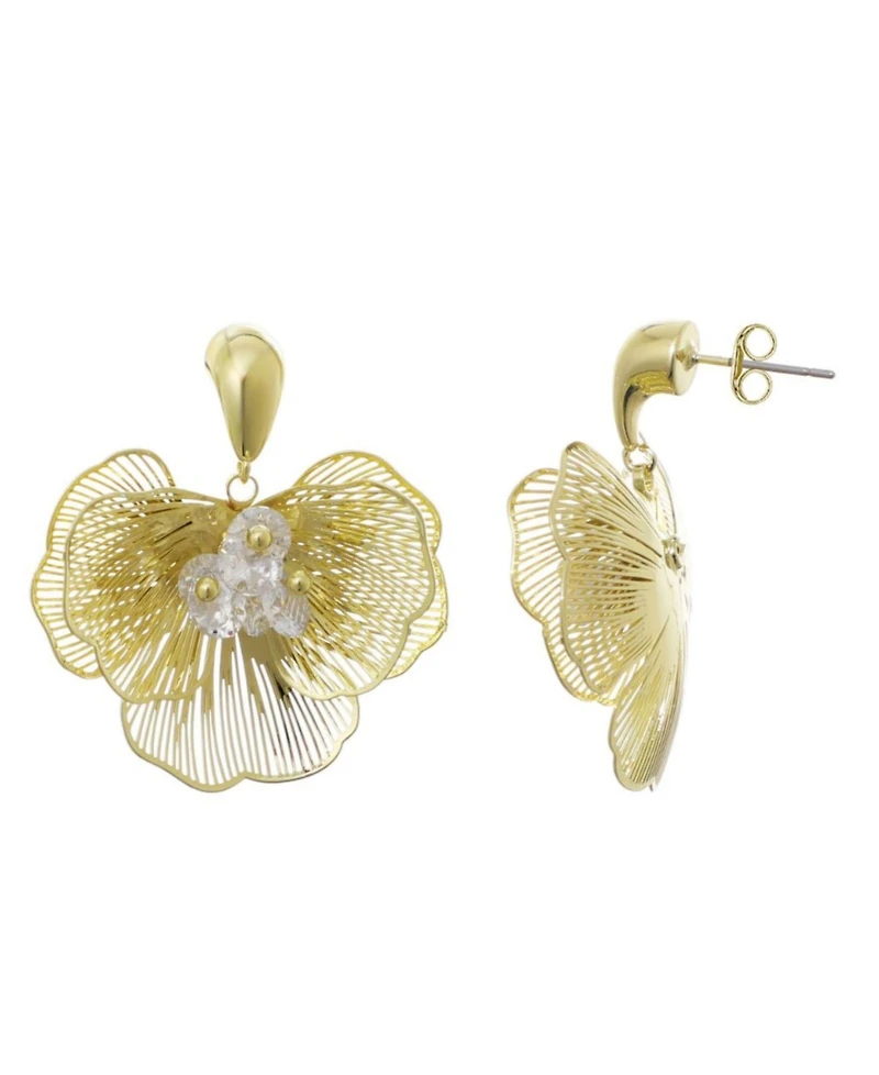 Adornia Crystal Gold Flower Stud Earrings