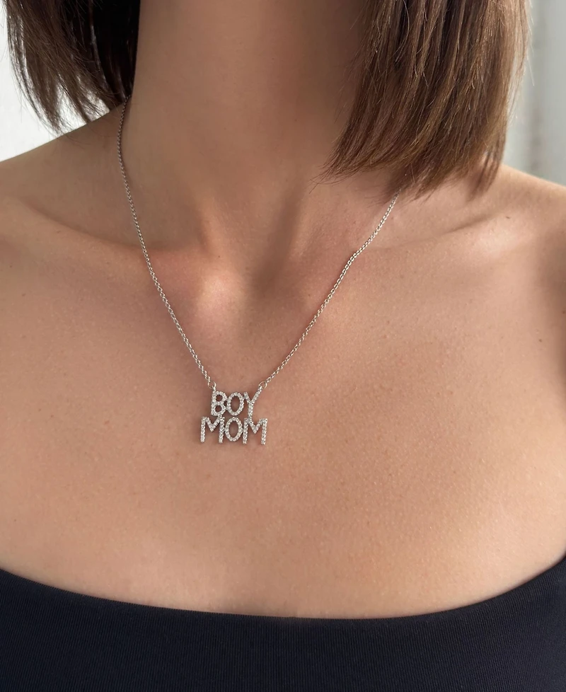 Adornia Cz Silver Boymom Pendant Necklace