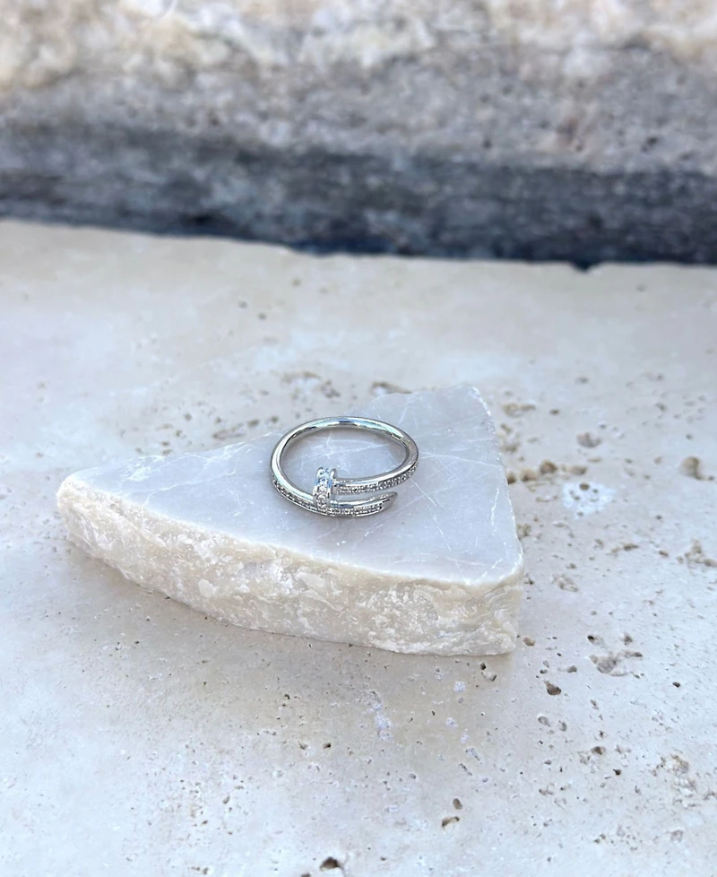 Adornia Cz Silver Nail Band Ring