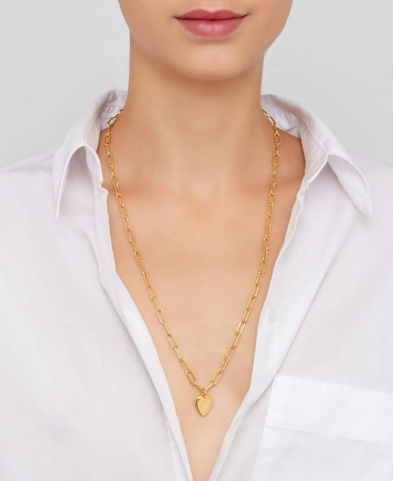 Adornia Gold 2-Piece Paperclip Heart Chain Necklace and Bracelet Set