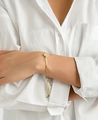 Adornia Mother of Pearl Gold 2-Piece Clover Bracelet and Earrings Set