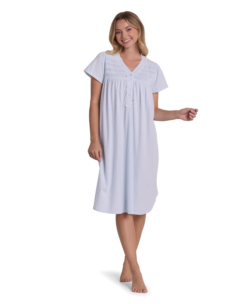 Miss Elaine Women's Short-Sleeve V-Neck Nightgown