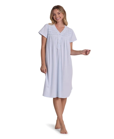 Miss Elaine Women's Short-Sleeve V-Neck Nightgown