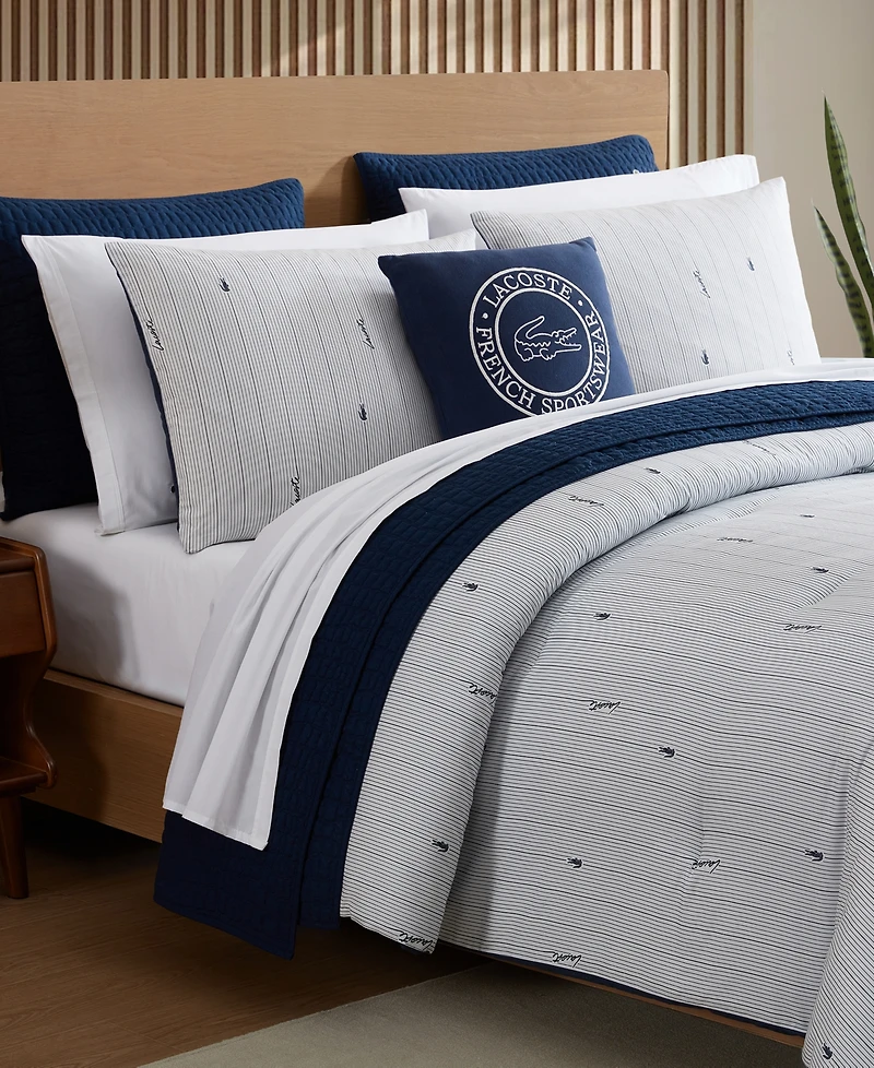 Lacoste Home Logo Stripe 3-Pc. Comforter Sets, King
