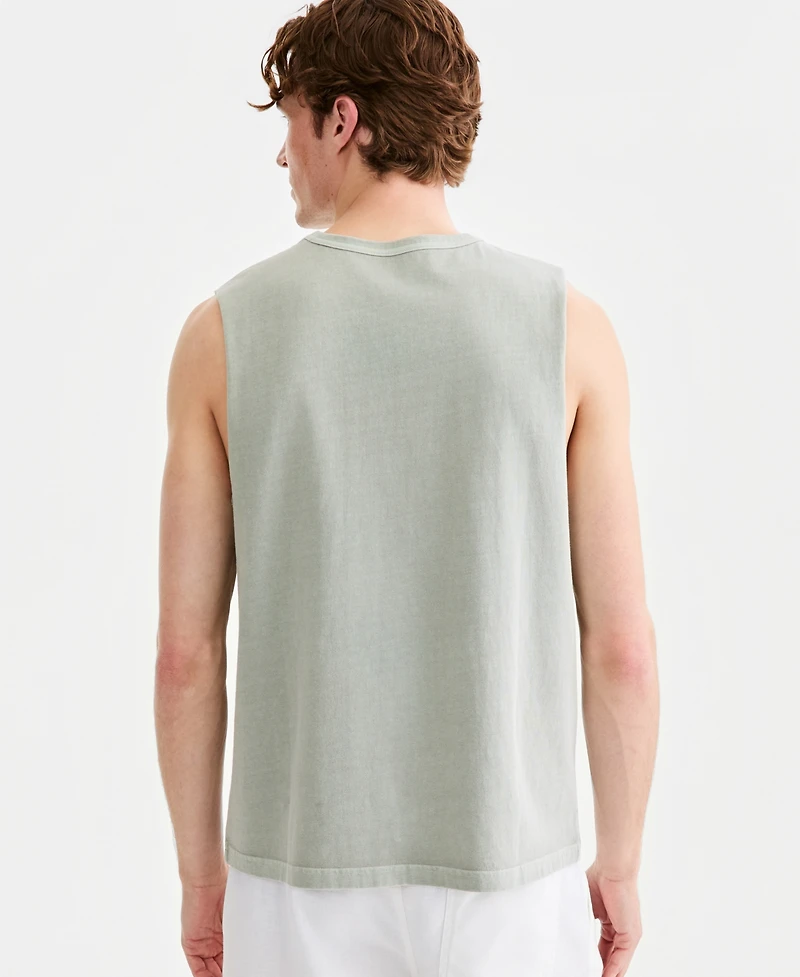 Sun + Stone Men's Cotton Washed Solid-Color Muscle Tank Top, Macy's Exclusive