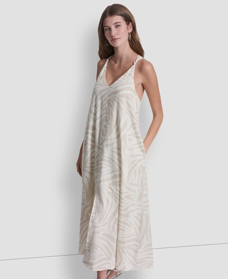 Dkny Jeans Women's Knotted Strap V-Neck A-Line Dress