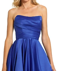 Mac Duggal Women's Strapless High-Low Satin Gown with Draped Skirt