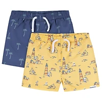 Gerber Baby Boys 2-Pack Swim Trunks, Lighthouse, 0-3 Months