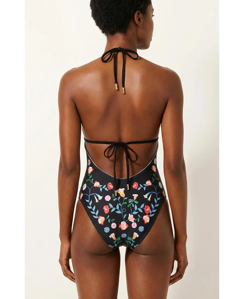 Jessie Zhao New York Women's Noir Bloom Reversible One Piece Swimsuit
