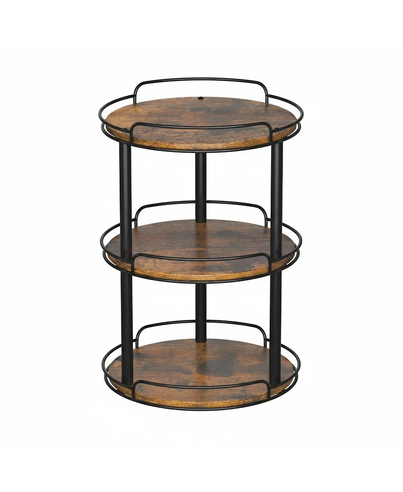 Yigii 12.2'' 3 Tier Wood Lazy Susan Turntable Organizer Spice Rack Kitchen Countertop Pantry Bathroom