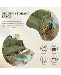 Rainsken Stylish Chenille Loveseat Sofa, 67 Inch 2-Seater Couch with Storage, Usb Charging and Cup Holders for Apartment and Living Room