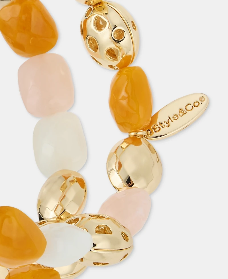 Style & Co Gold-Tone Two-Row Beaded Stretch Bracelet, Macy's Exclusive